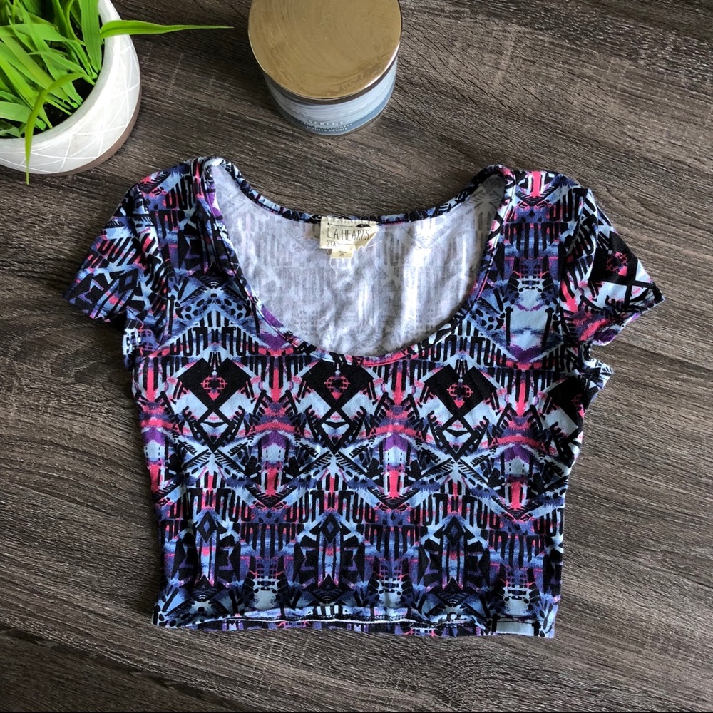 LA Hearts Tribal Print Cropped T-Shirt